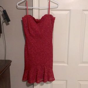 City Vibe - Red sequin strapless cocktail dress.